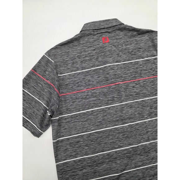 Footjoy Deerwood Country Club Gray Heather Stripe Golf Polo Shirt - M - Picture 5 of 9